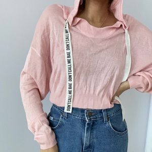 H&M pink cropped hoodie sweater